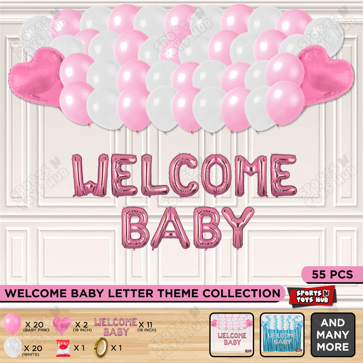 Welcome Baby Foil Letter Theme Without Curtain