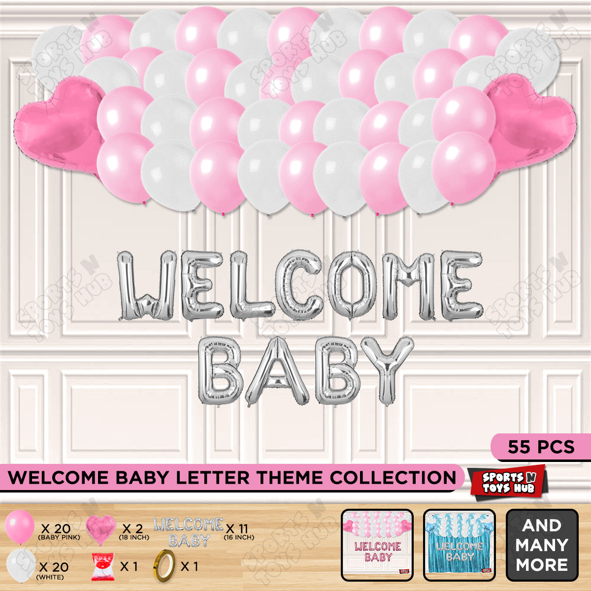 Welcome Baby Foil Letter Theme Without Curtain