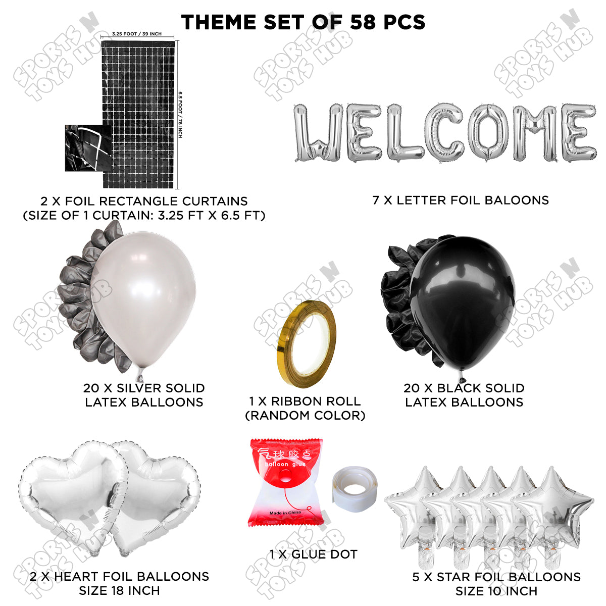 Welcome Foil Letter Theme With Rectangle Curtain