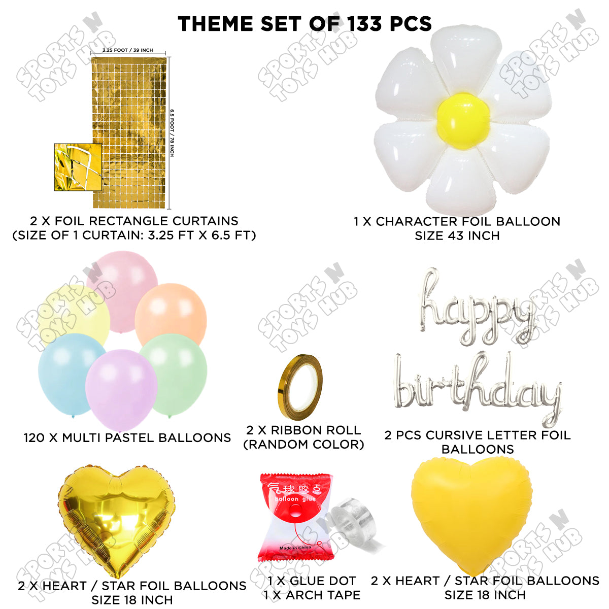 Daisy Flower Cursive Foil Letter Arch Theme Collection