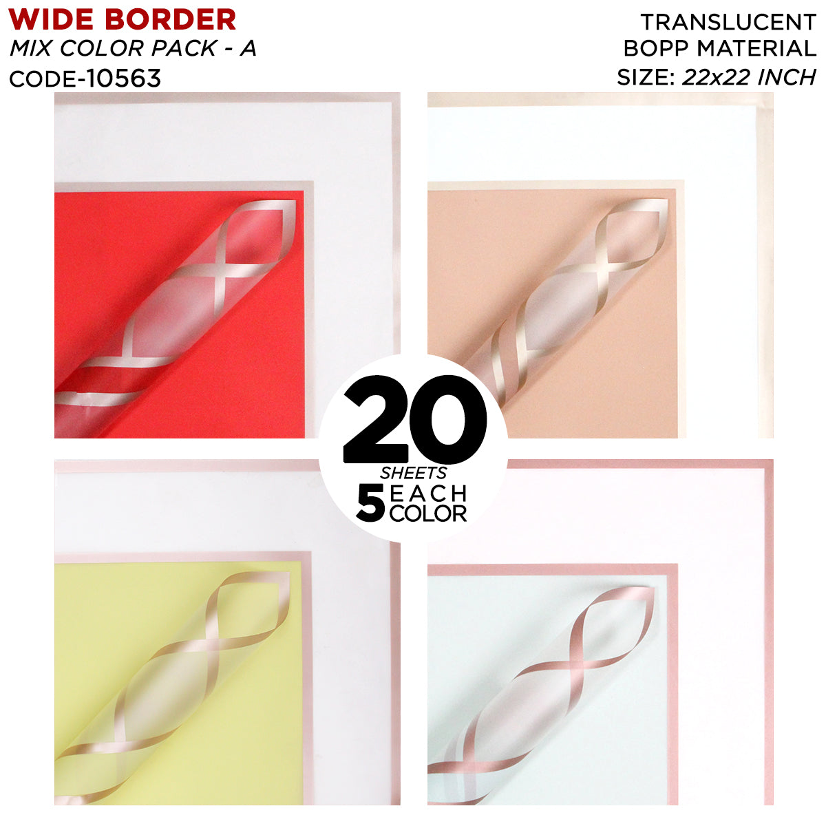 New Triple Edge Wide Transparent Gold Border Translucent Matte Florist Wrapping Sheets