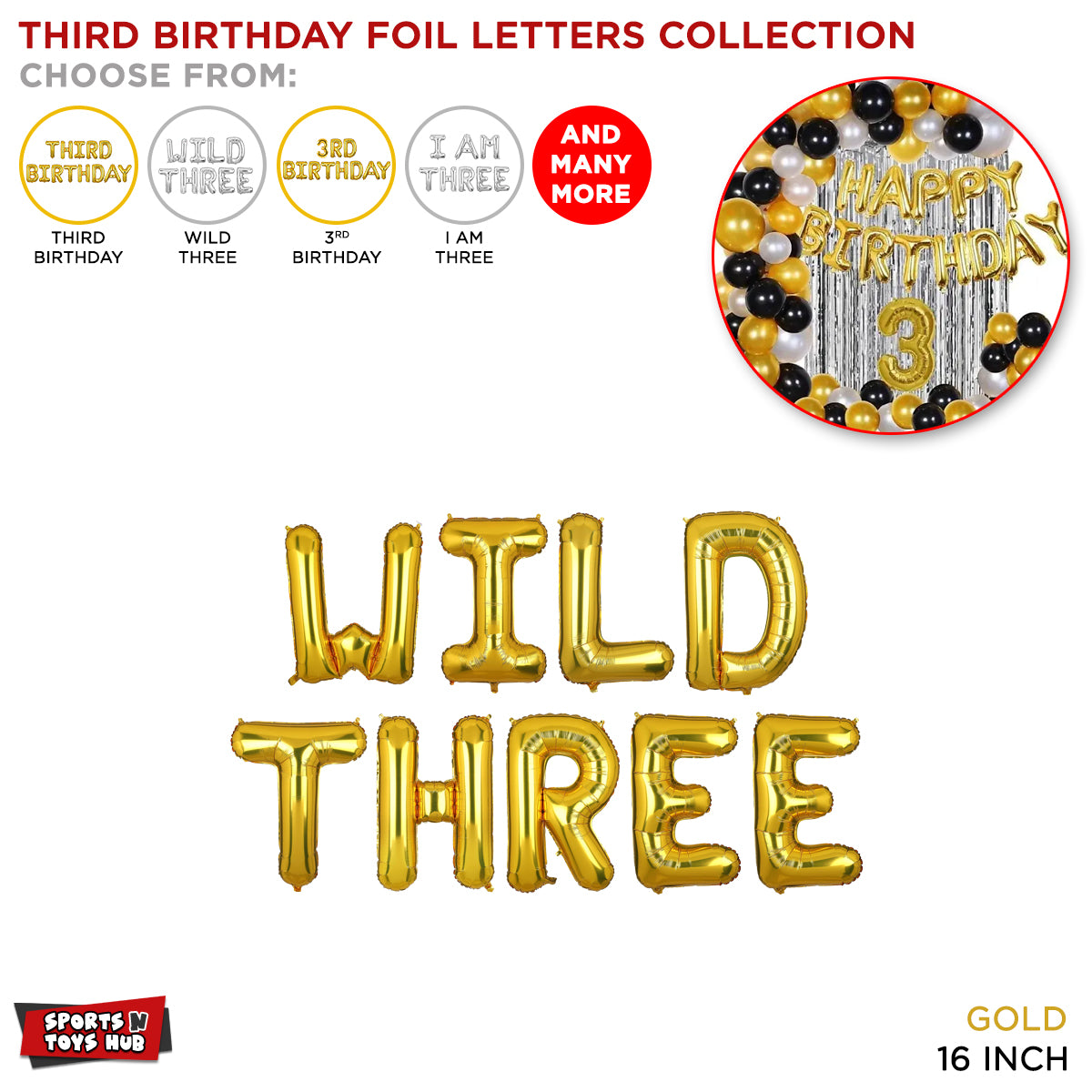 Third Birthday Gold Foil Letter Collection