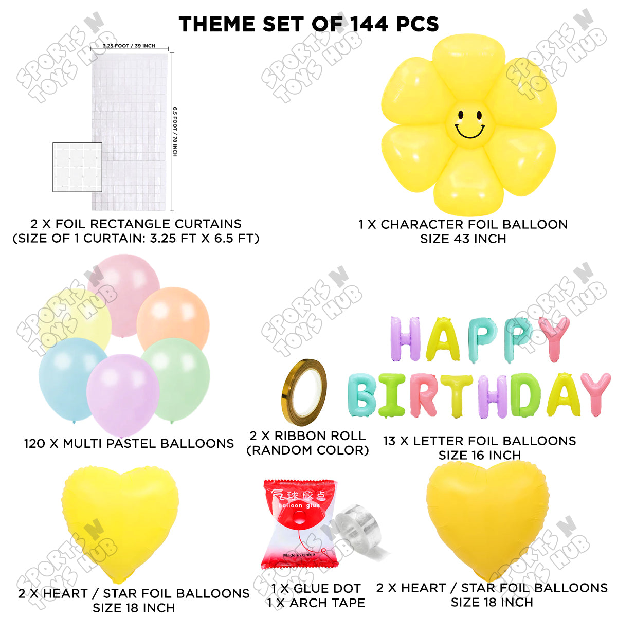 Jumbo Yellow Smiley Flower Foil Letter Arch Theme Collection