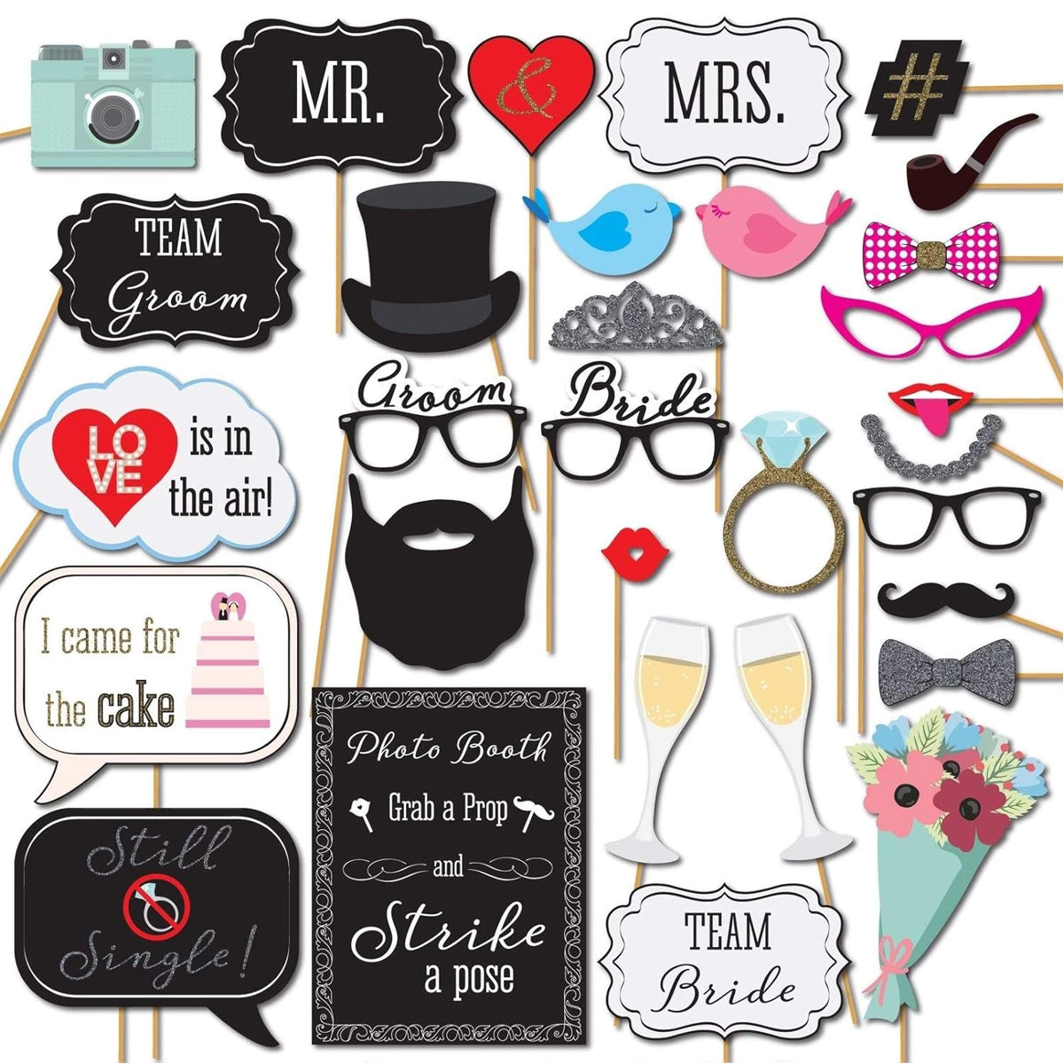 Team Bride Photo Props - 31 Pcs