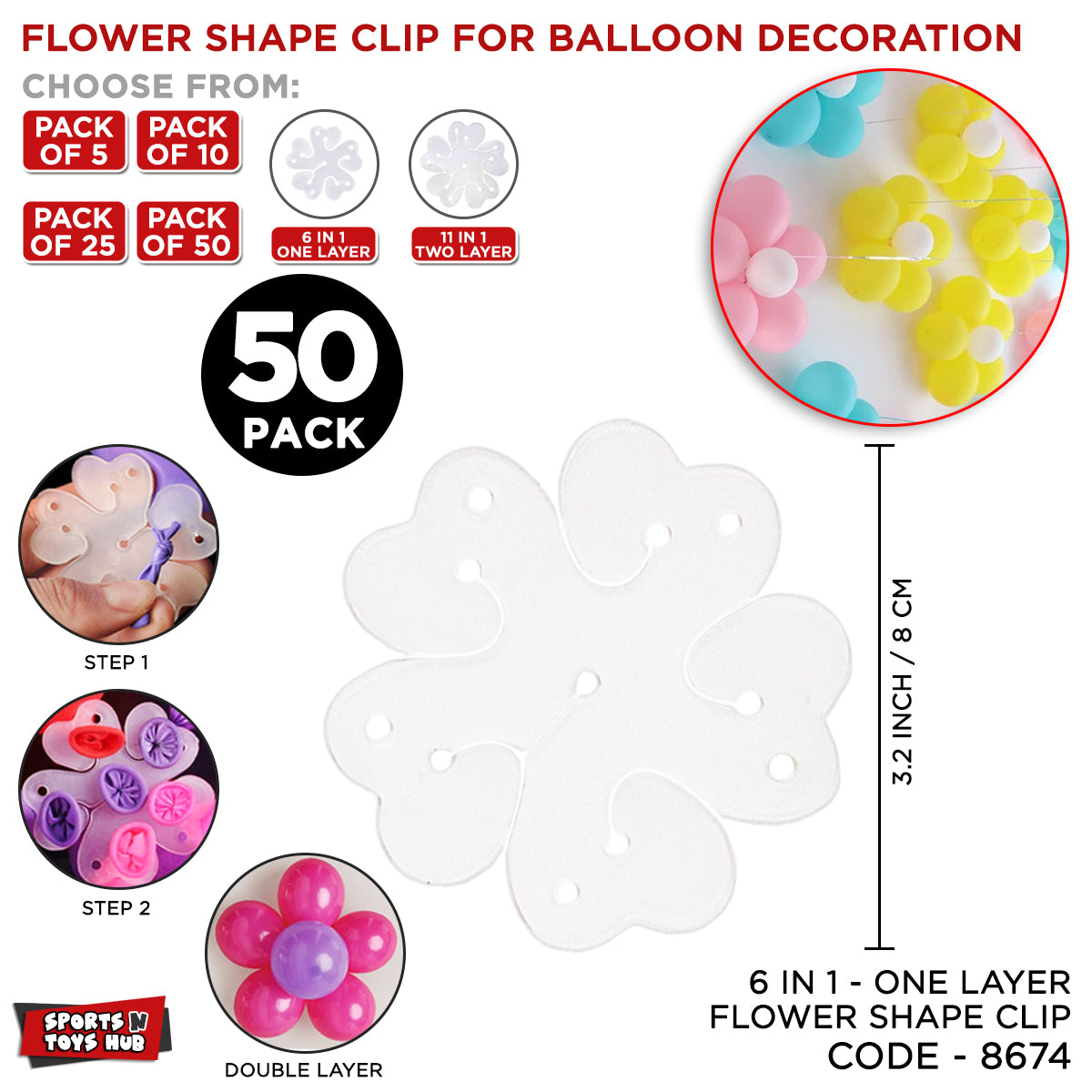 6 in 1 - Single Layer Balloon Flower Clip Collection