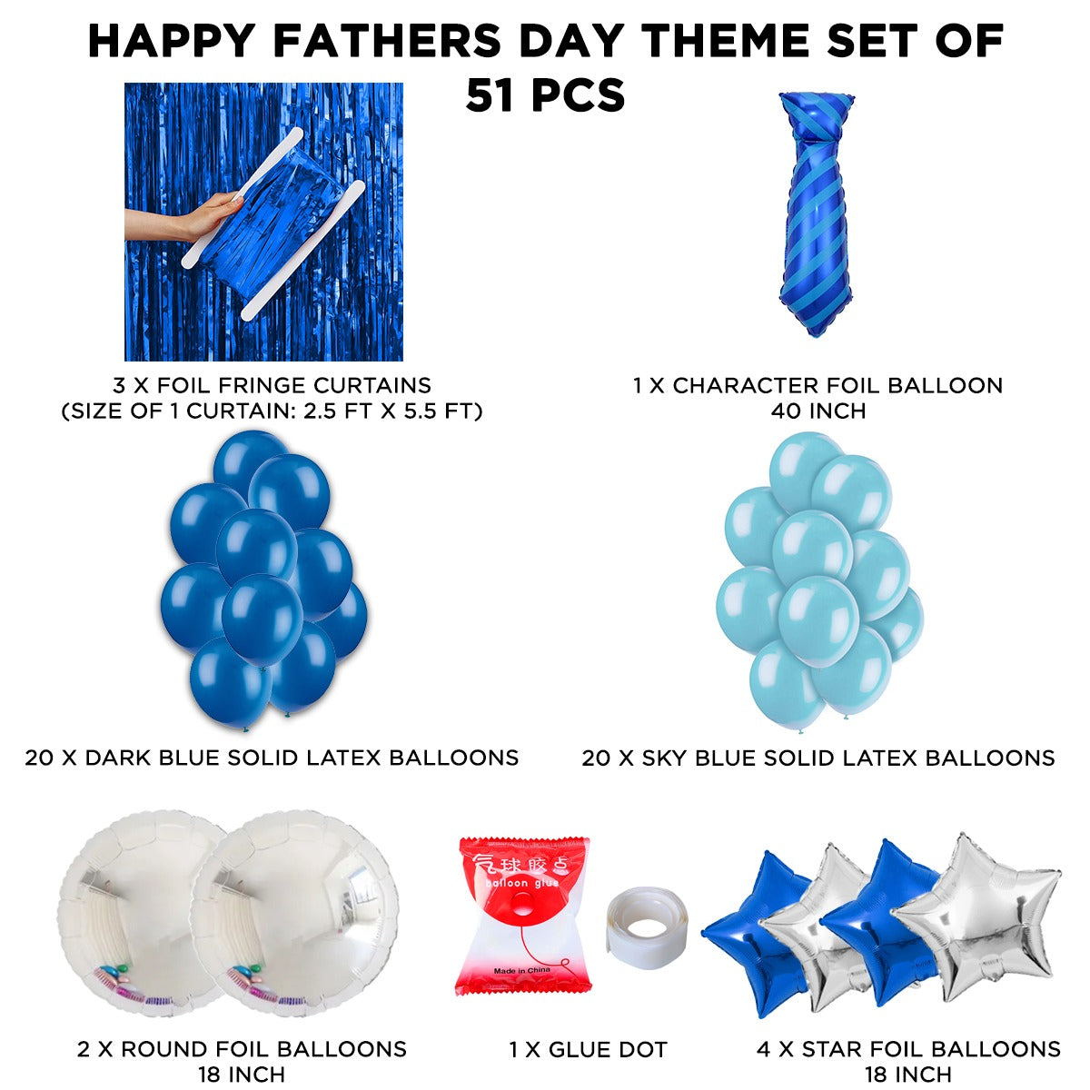 Tie Foil Balloon Set Curtain Theme - Pack Of 51
