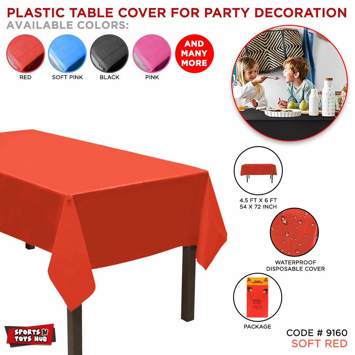 Red Color Plastic Table Cover Collection