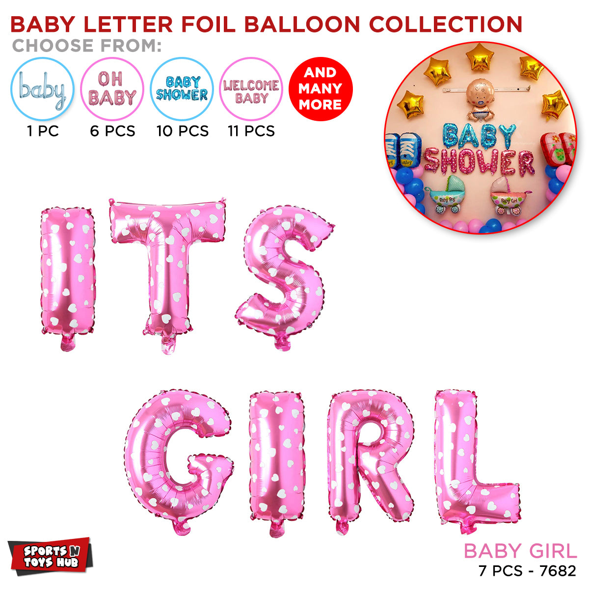 Its Girl Foil Letters Balloons