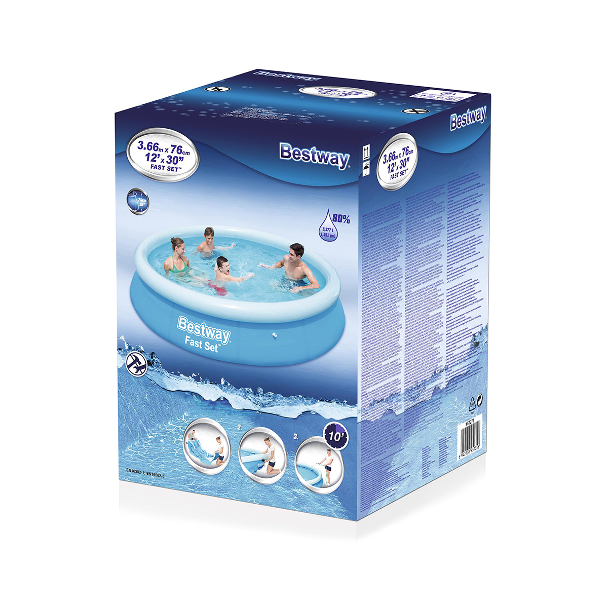 12 Ft Bestway Inflatable Fast Set Swimming Pool For Kids - 57273