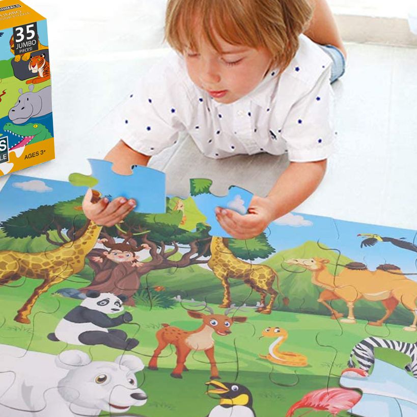 35 Pcs Jumbo Zoo Animal Jigsaw Puzzles For Kids