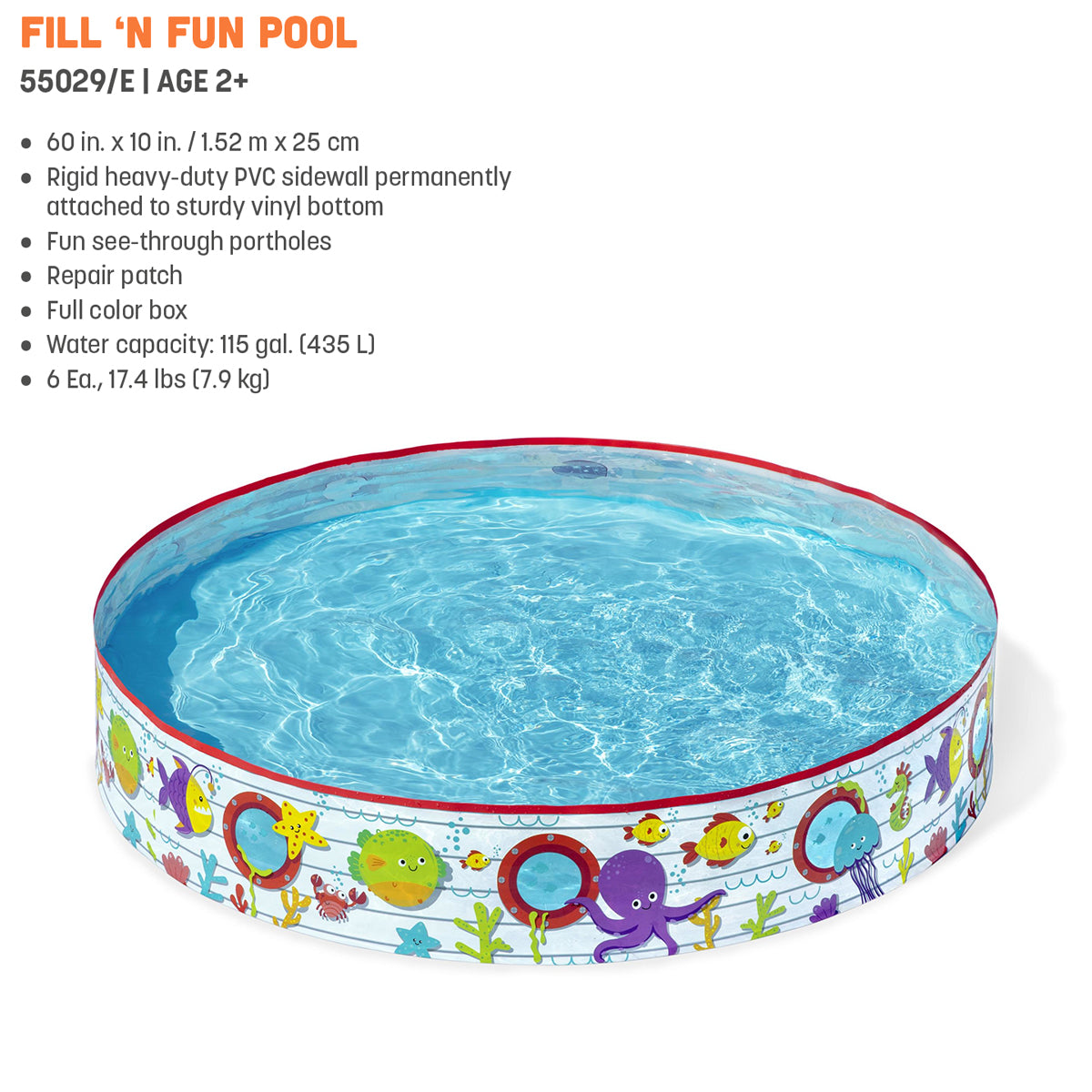 Bestway - Fill N Fun Without Air Swimming Pool - 5ft x 12 inch - 55029