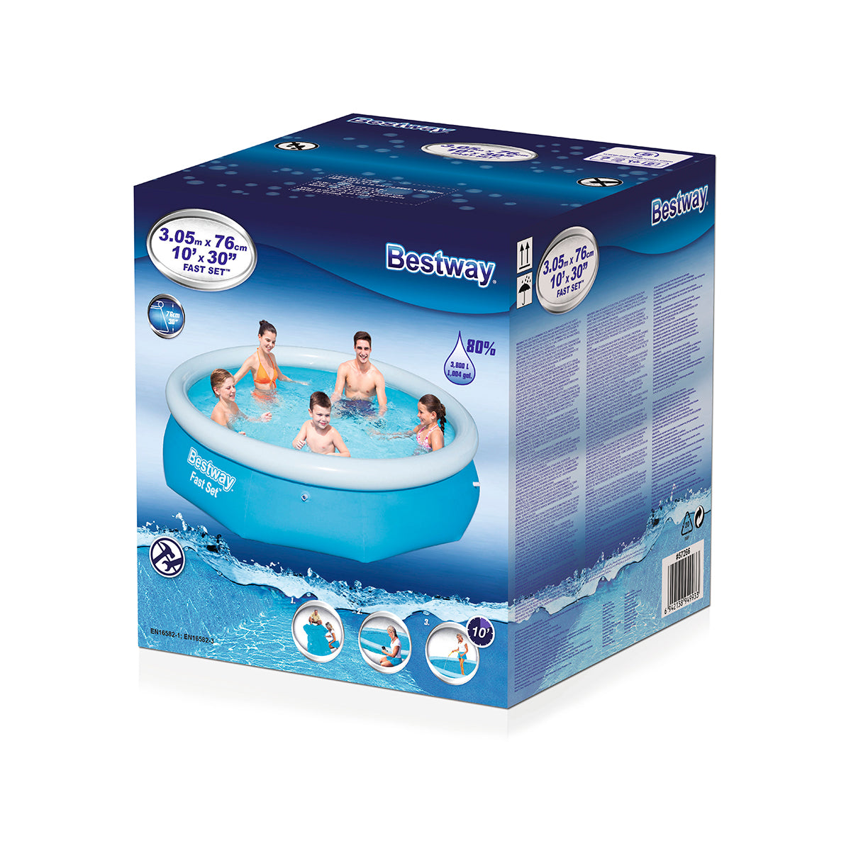 Bestway 10 Foot x 30 Inch Inflatable Fast Set Swimming Pool - 57266
