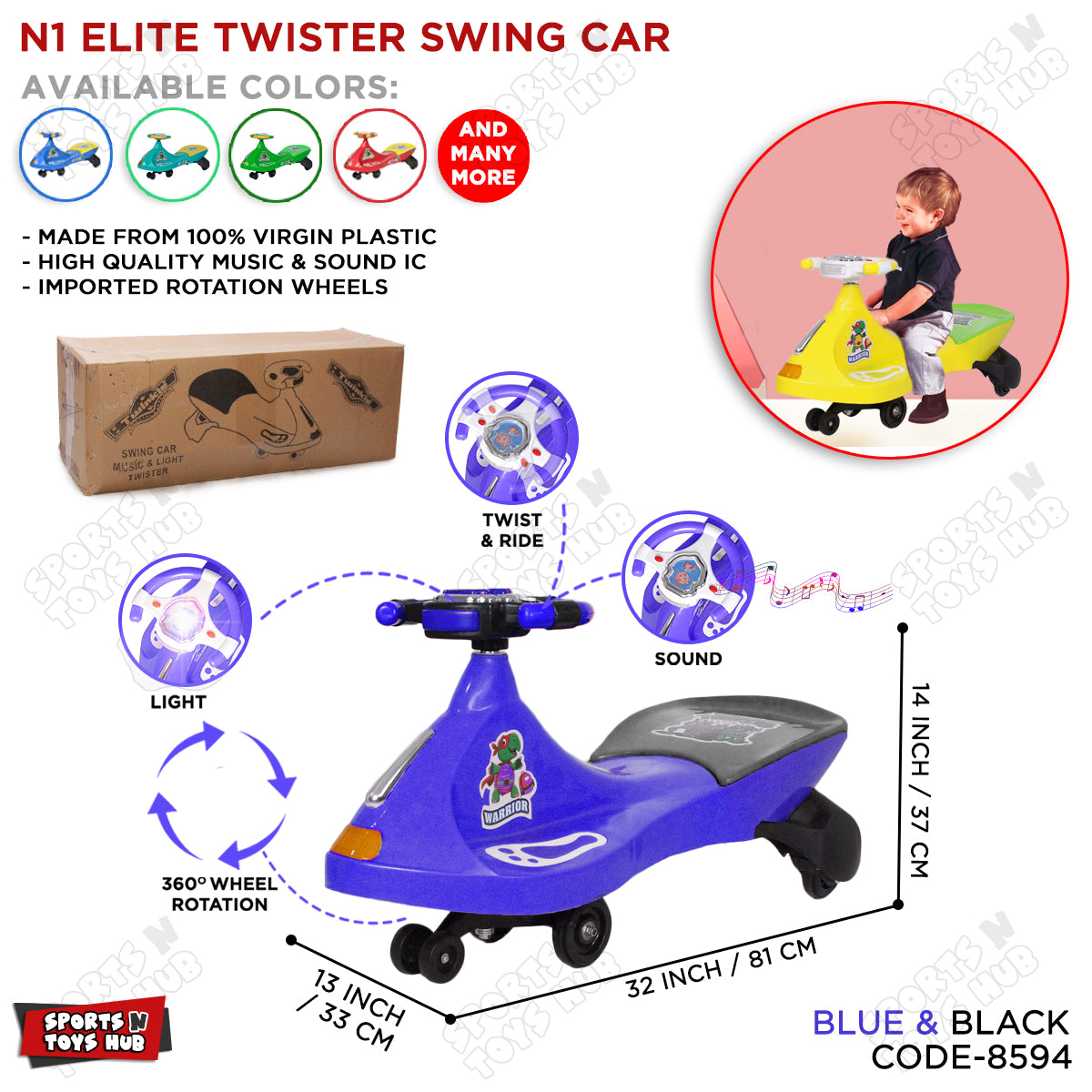 N1 Elite Twister Swing Ride On Push Car Collection