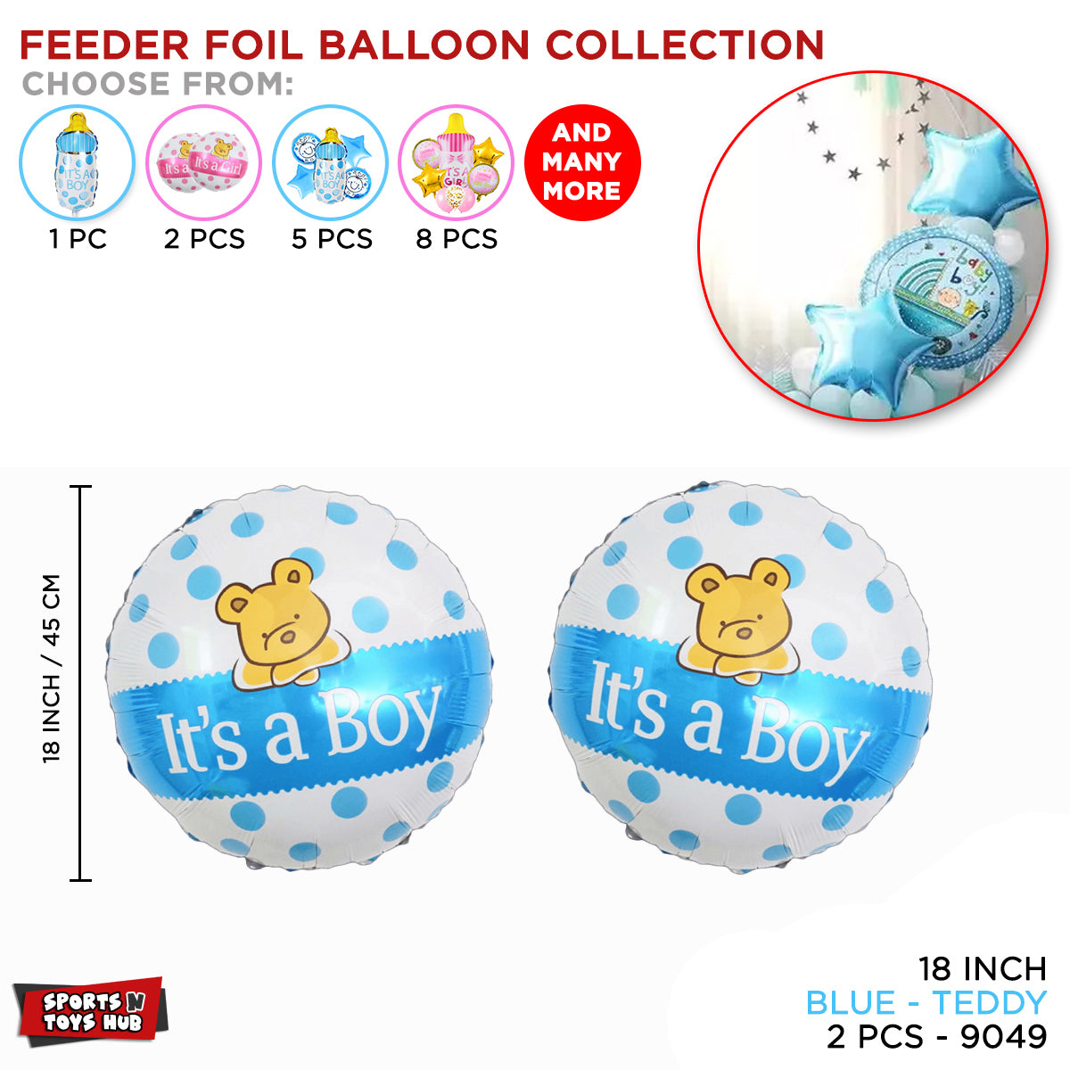 Baby Boy Round Foil Balloon Set