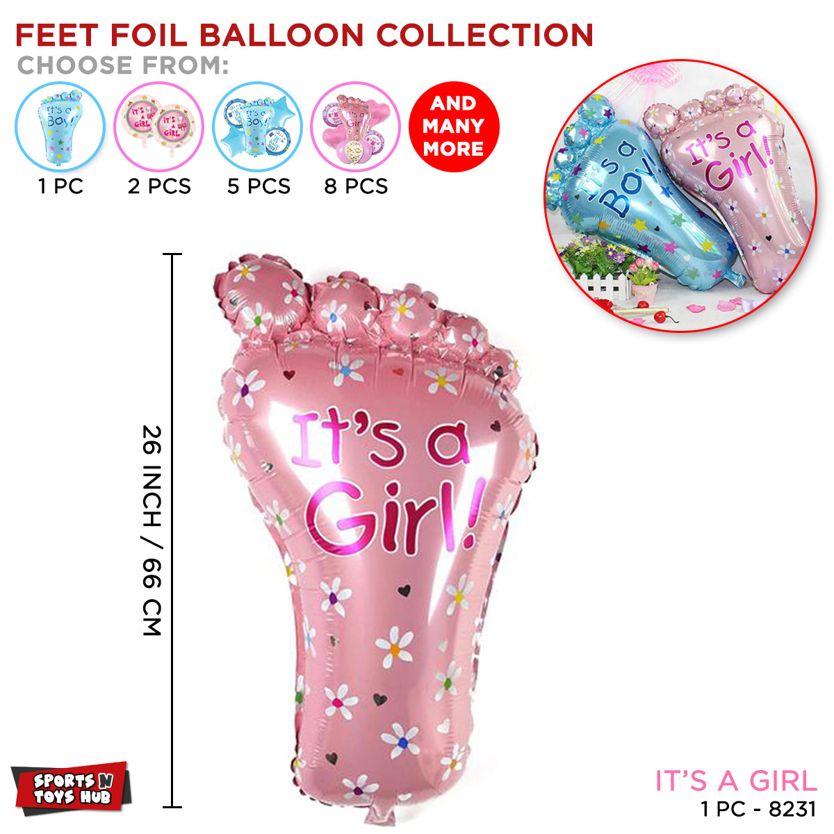 Baby Girl Feet Foil Balloon Collection