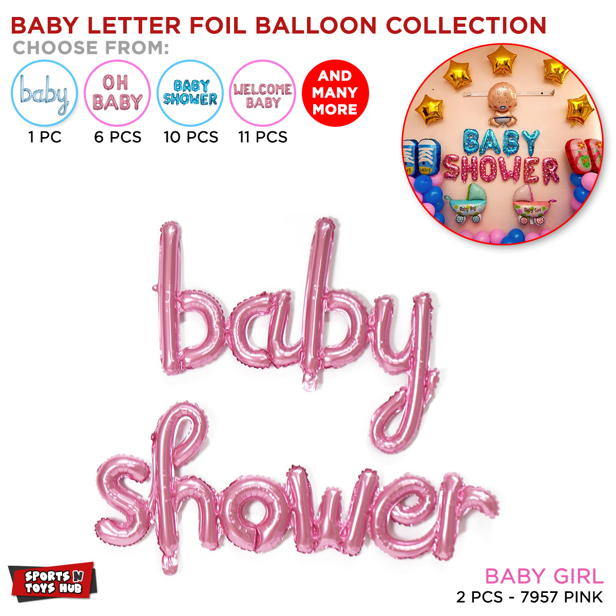 Baby Shower Cursive Foil Letter Collection