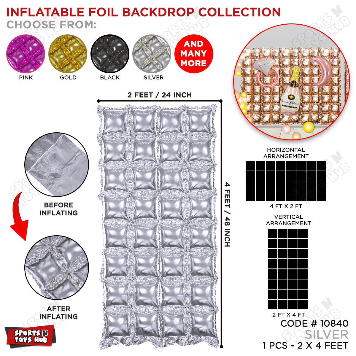 2 x 4 Feet Inflatable Foil Backdrop Balloon Collection