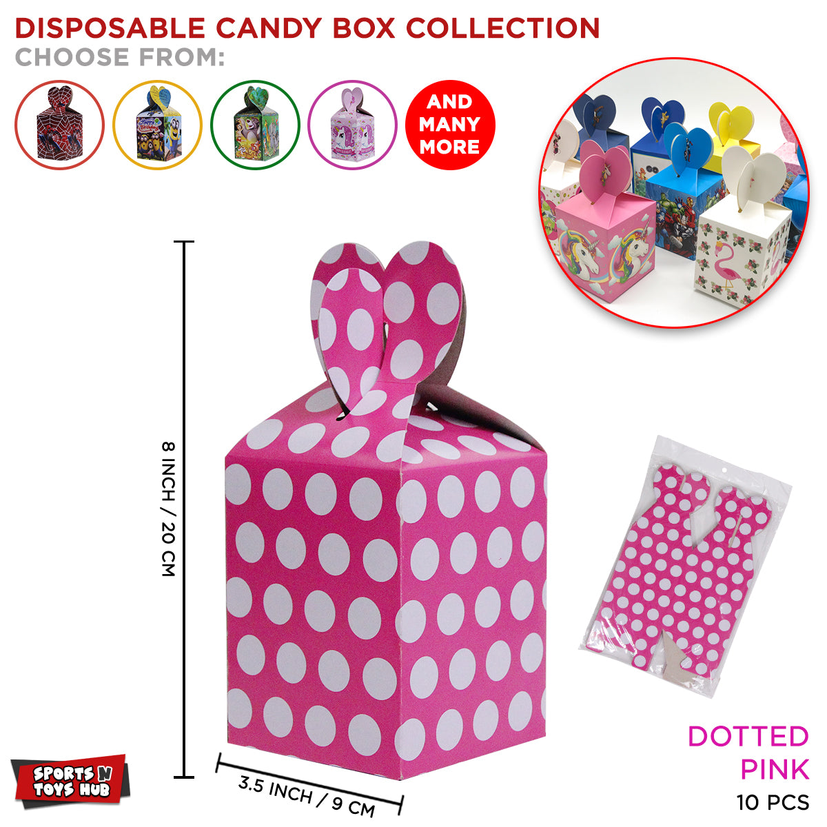Disposable Polka Dot Goodies Box Collection - Pink