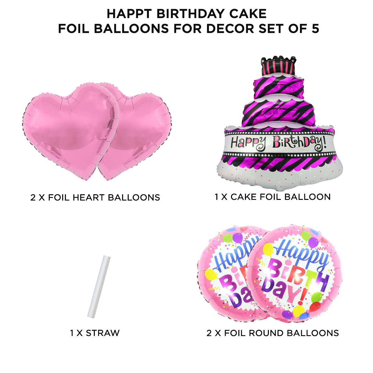 Happy Birthday Cake Shape Foil Balloon Set Collection