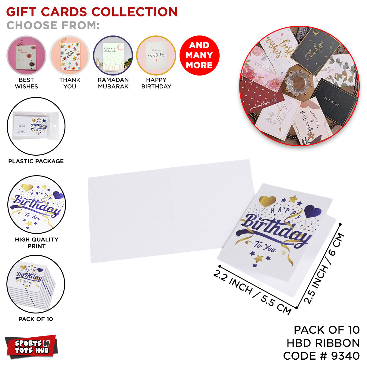 Happy Birthday Gift Cards - 10 Pcs