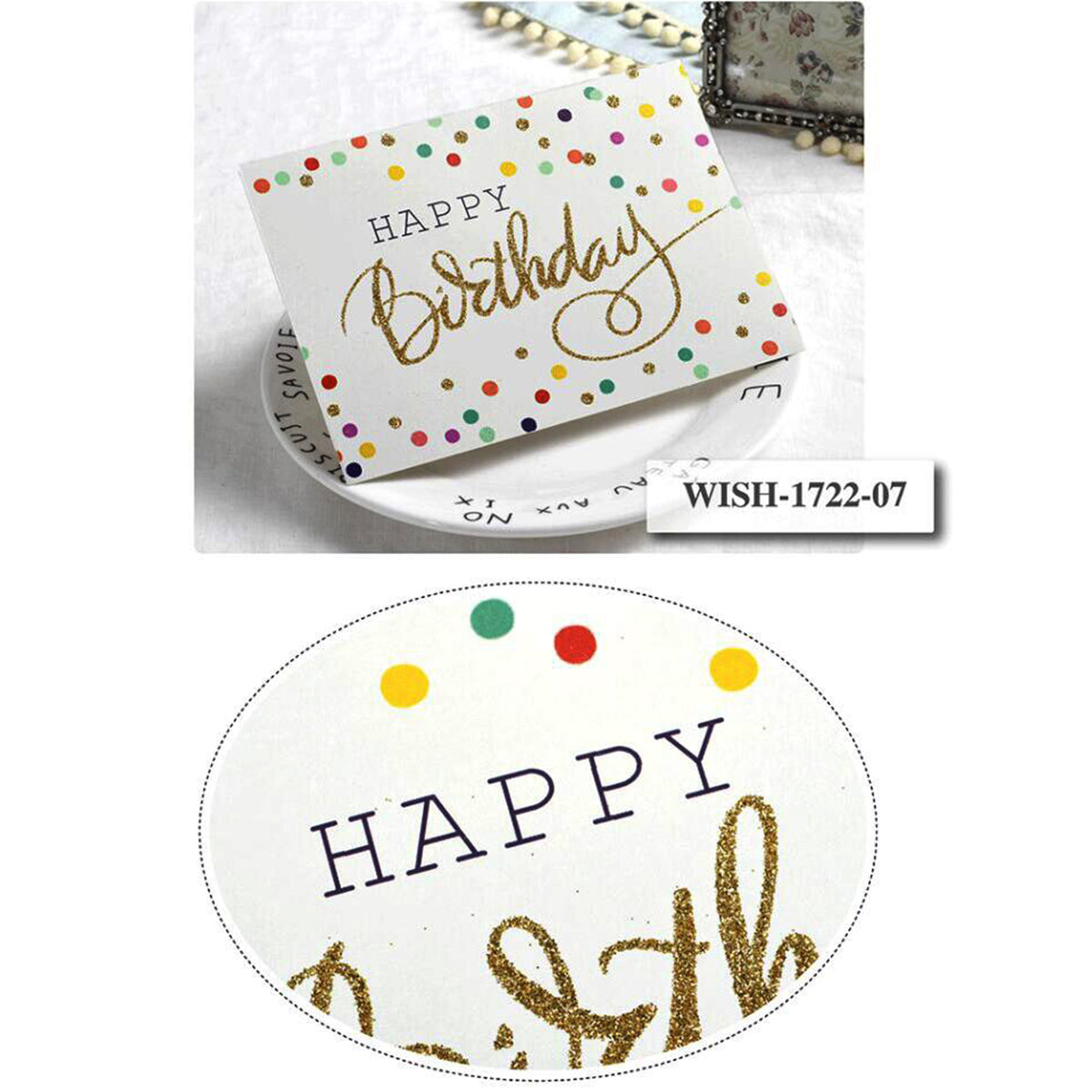 Happy Birthday Printed Dotted Greeting Gift Cards