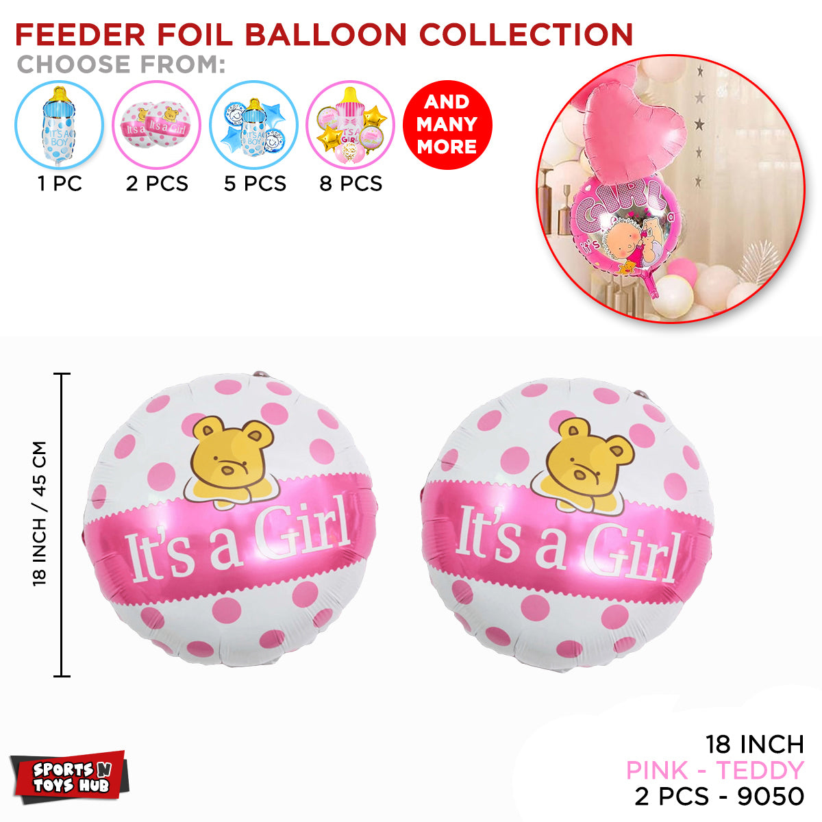 Baby Girl Round Foil Balloon Set