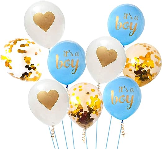 Its a Boy Printed & Confetti Balloons Bouquet - 9 Pcs