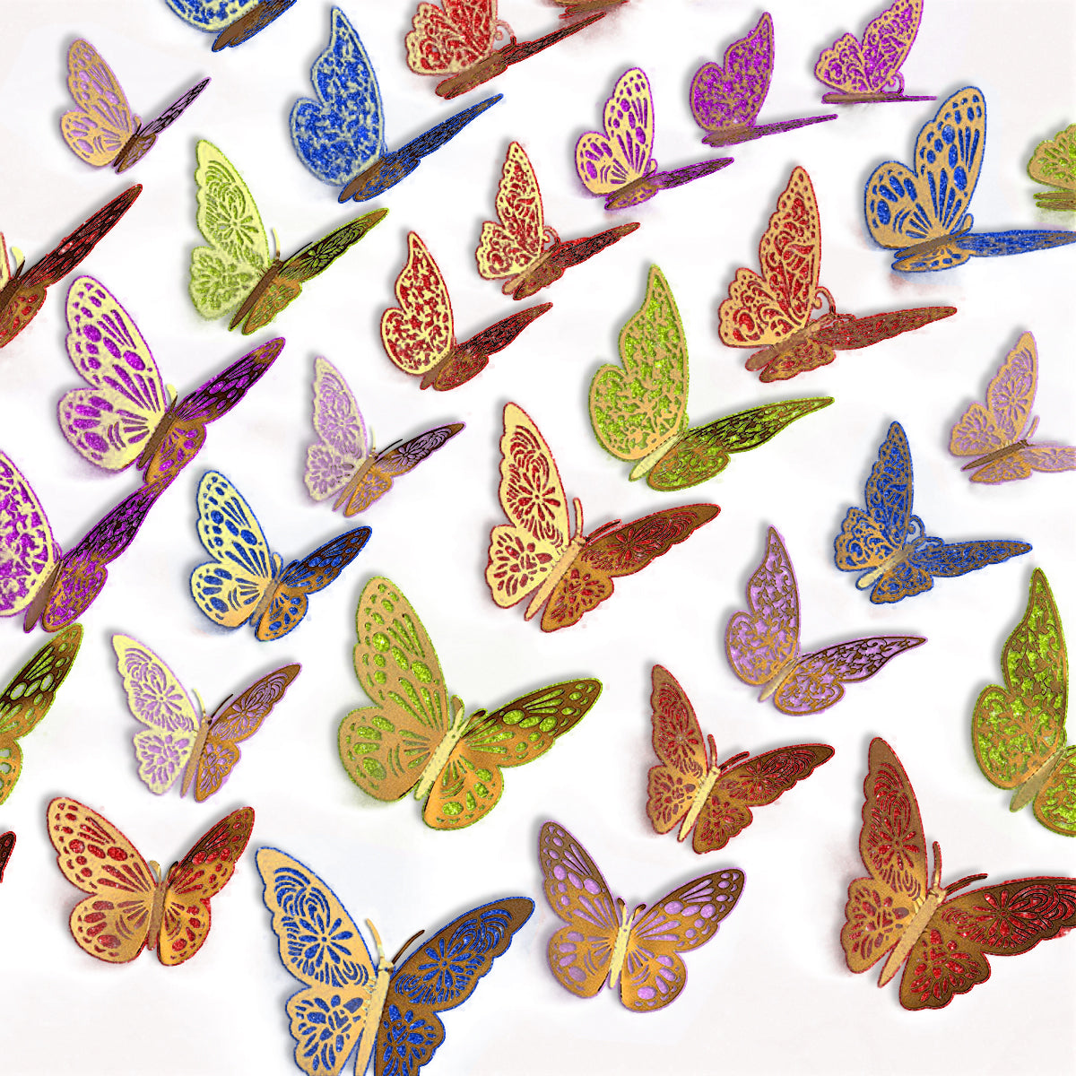 3D Double Layer Multi Color Metallic Butterfly