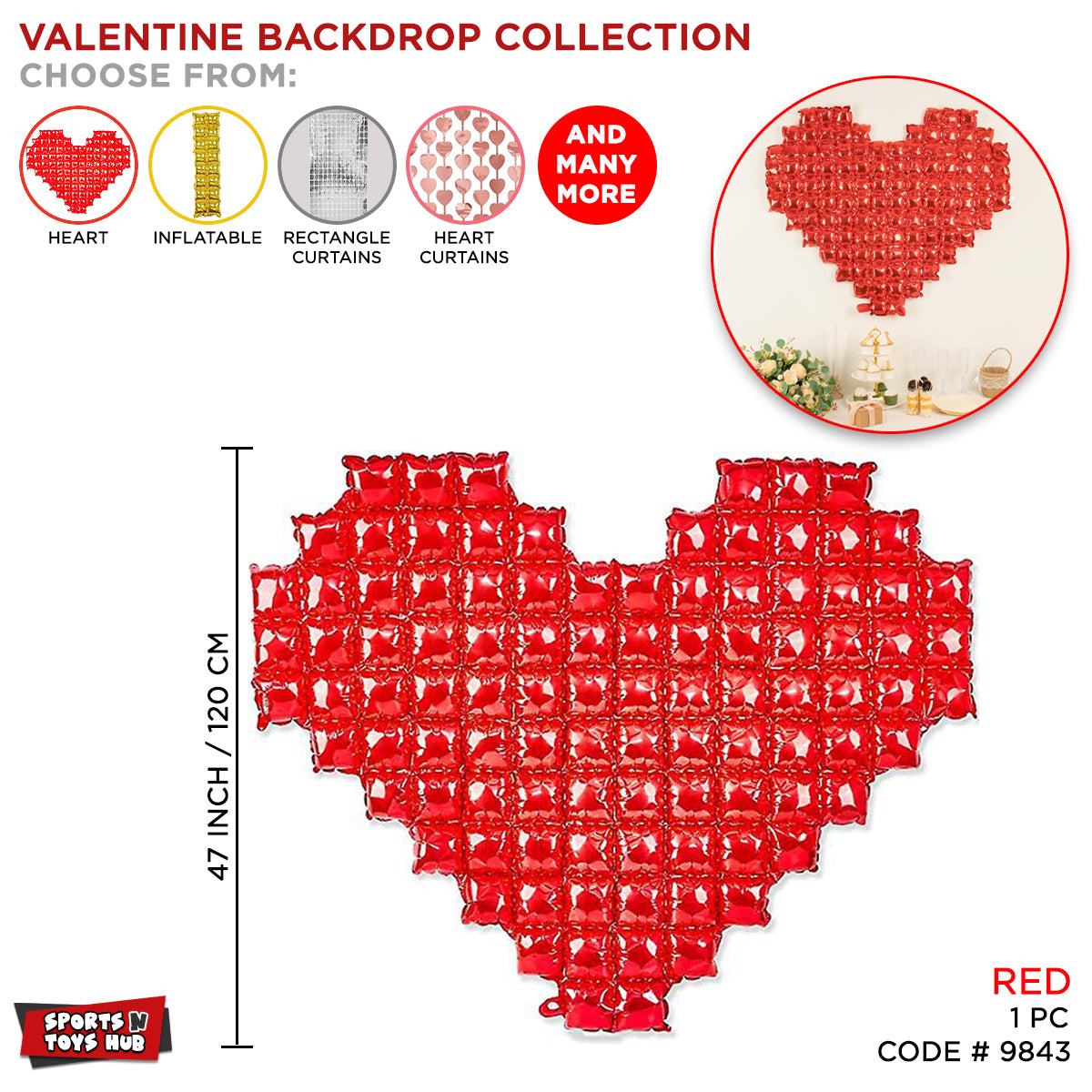 Heart Shape Inflatable Foil Backdrop Balloon Collection