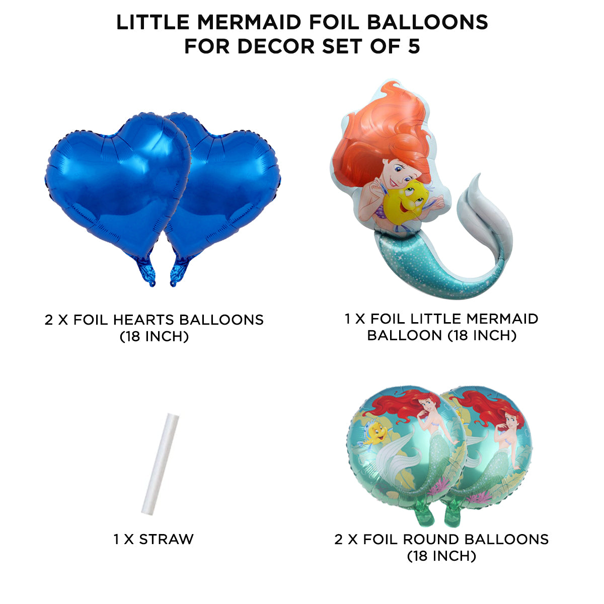Mer-maid Prin-cess Foil Balloon Set