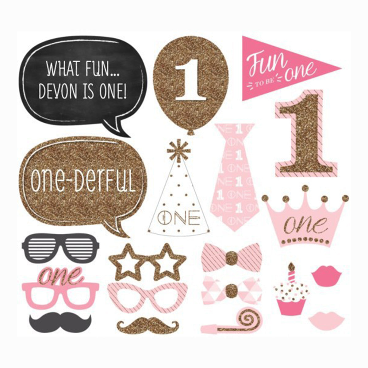 One Derful Girls Photo Props - 20 Pcs