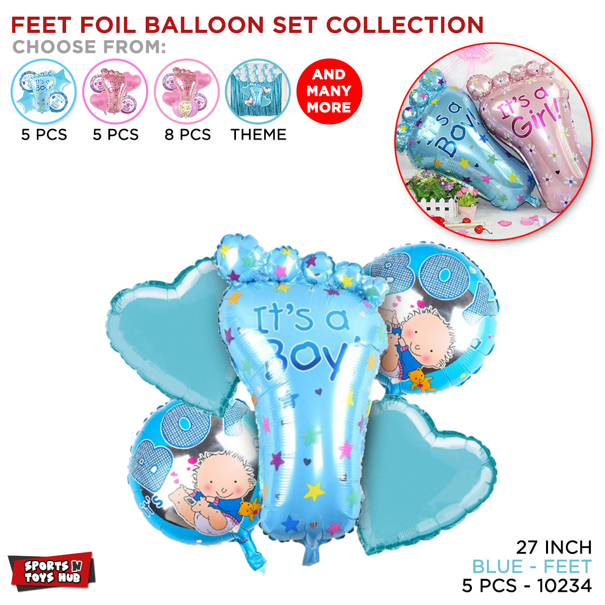 Its A Boy Feet Foil Balloon Set