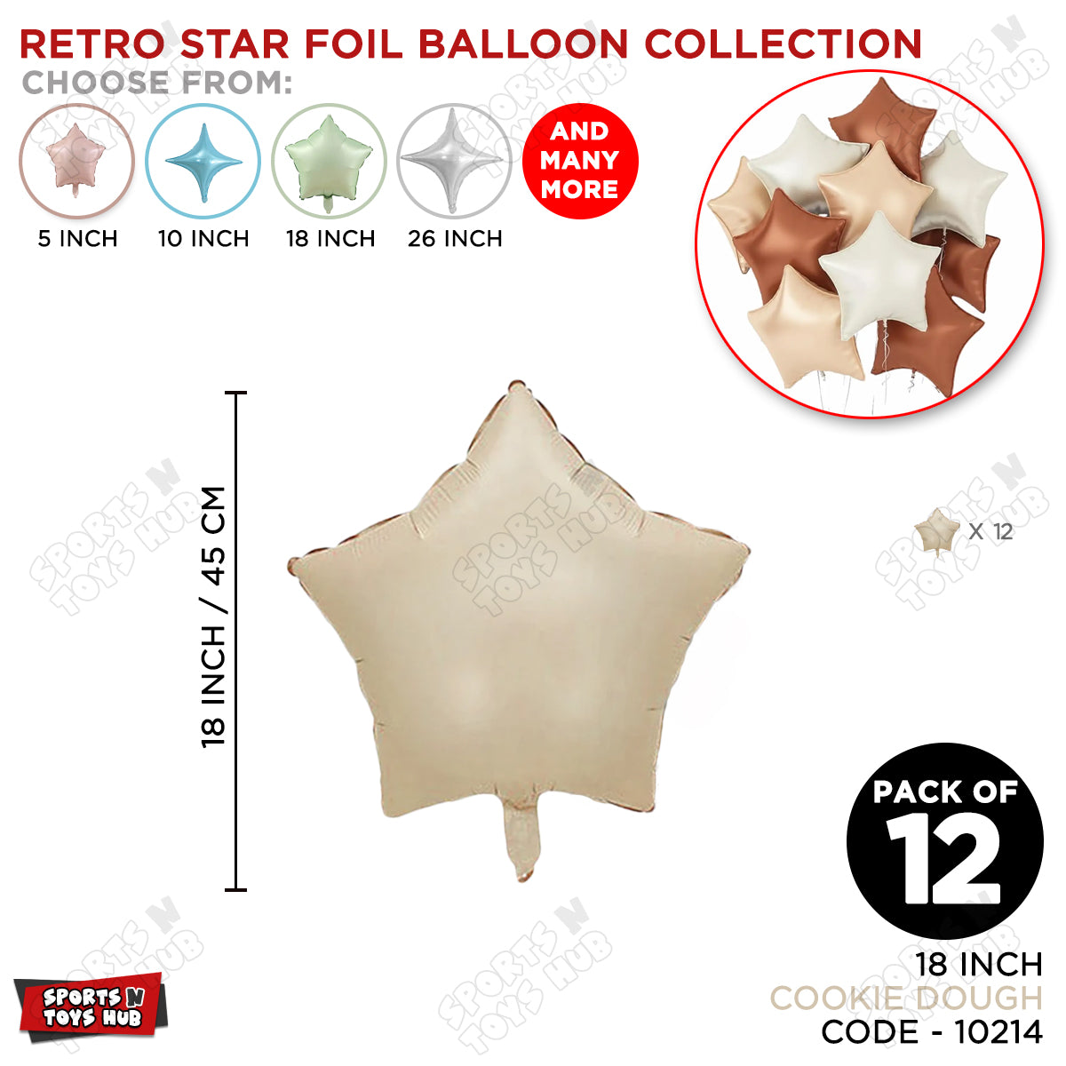 18 Inch - Retro Cookie Dough Star Foil Balloon