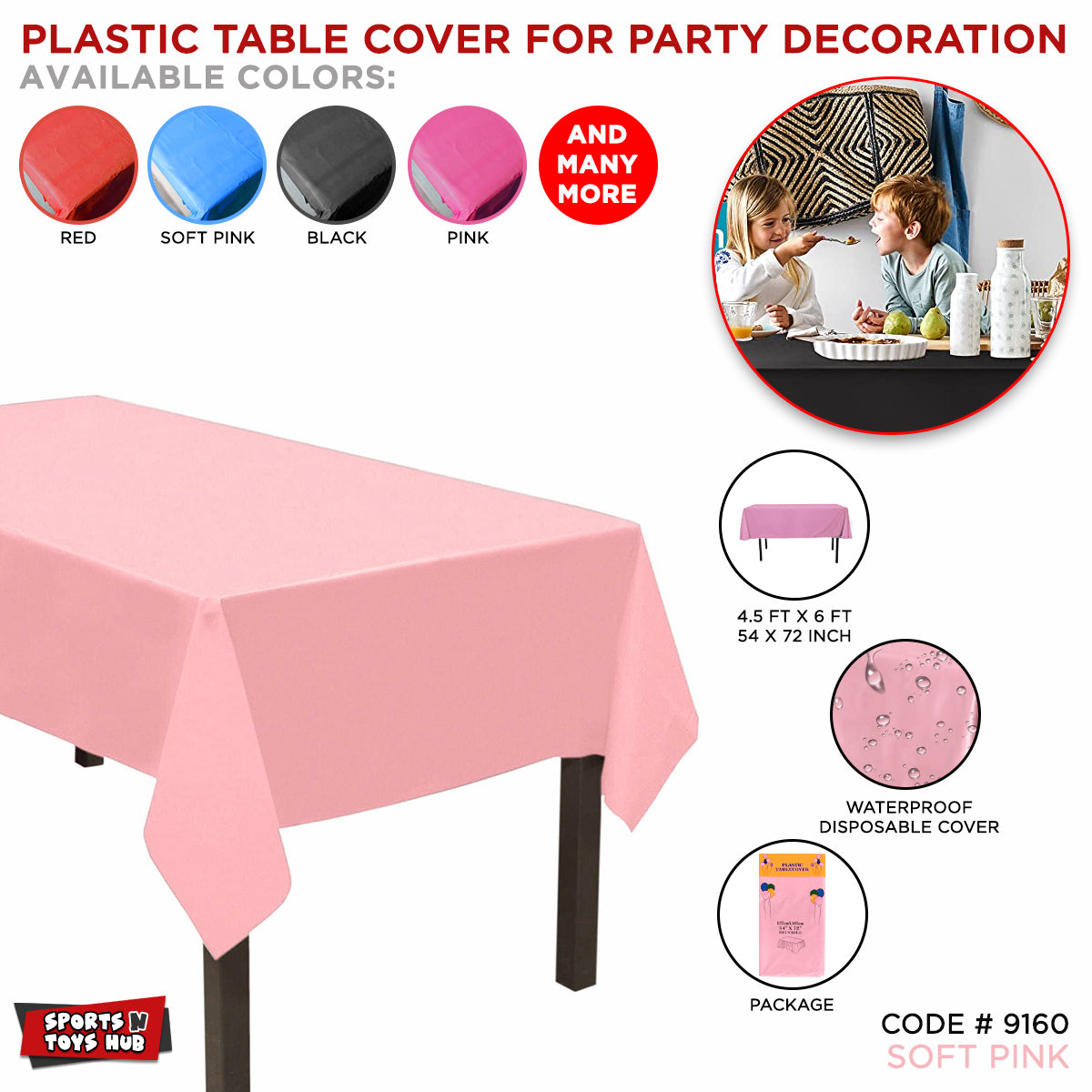 Pink Color Plastic Table Cover Collection