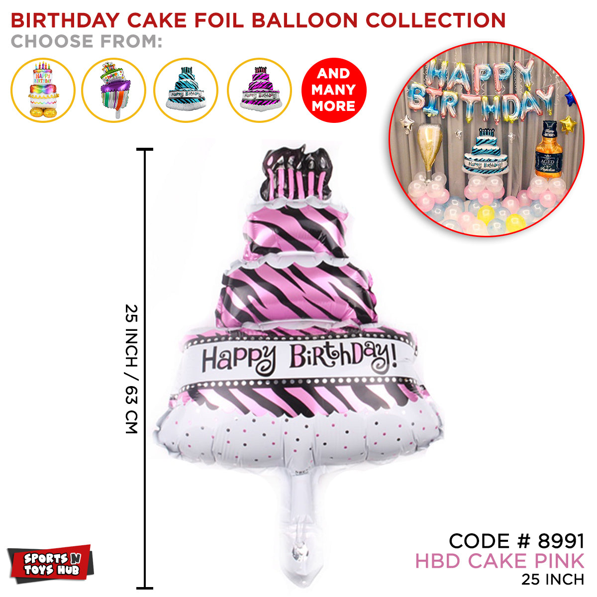 Happy Birthday Cake Shape Foil Balloon Collection