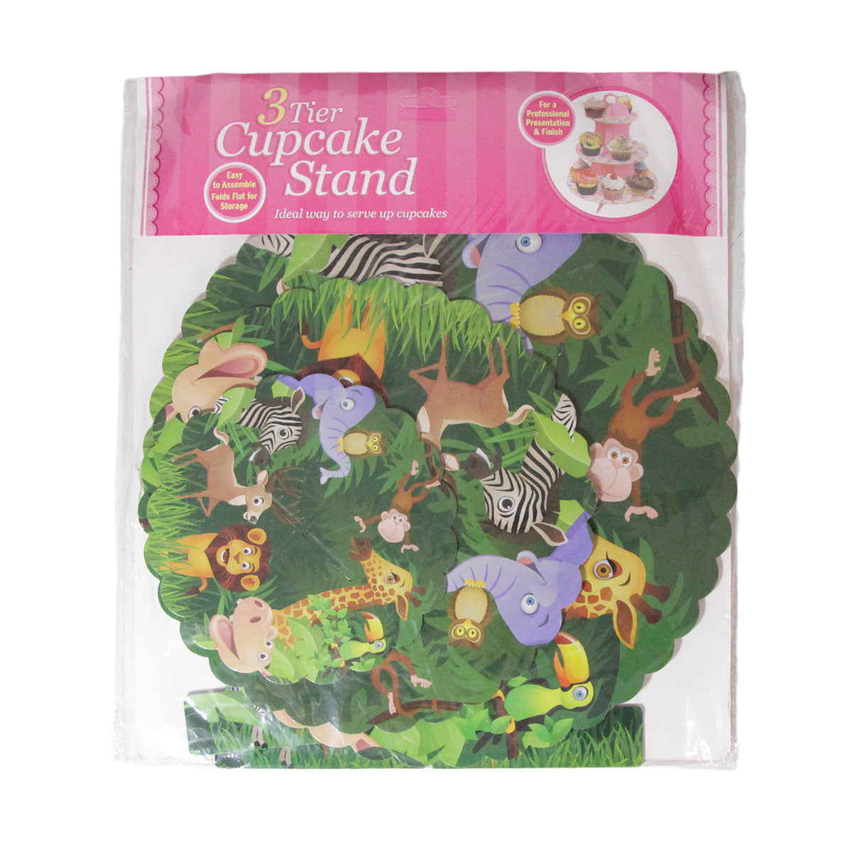 Three Tier Printed Jungle Safari Cardboard Cake Stand Tray