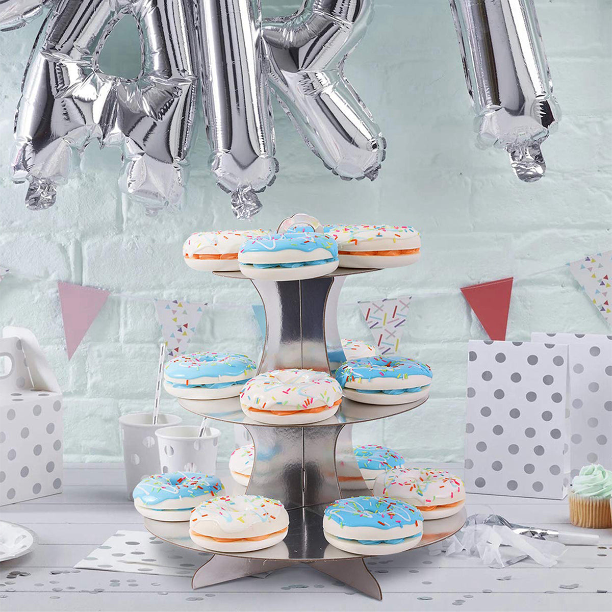 Three Tier Cardboard & Cupcake Shiny Stand Collection