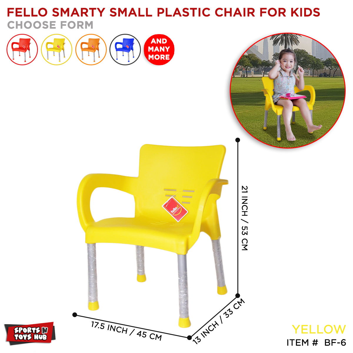 Fello Smarty - Kids Premium Plastic Chair with Metal Legs