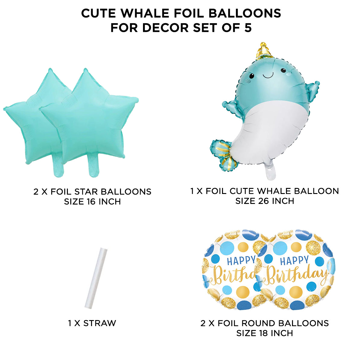 Cute Whale Foil Balloon Set