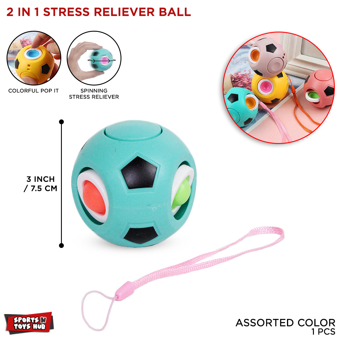 2 In 1 Stress Reliever Ball Toy