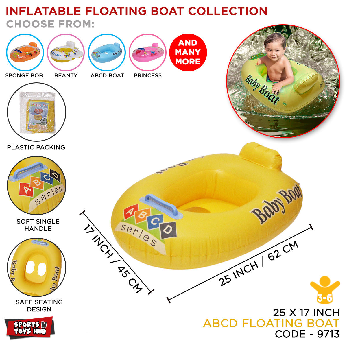 ABC Graphic Printed Baby Swim Float Boat