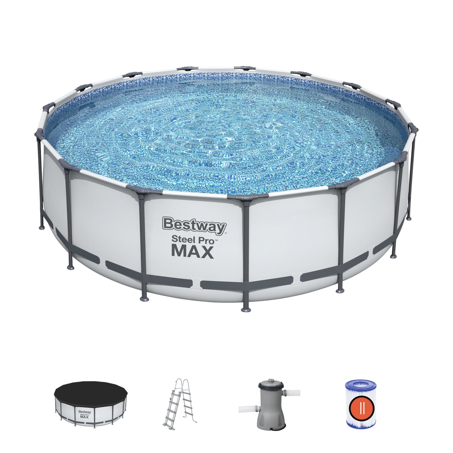 Bestway Steel Pro Round Above Ground 15ft x 48in Depth Swimming Pool - 56438