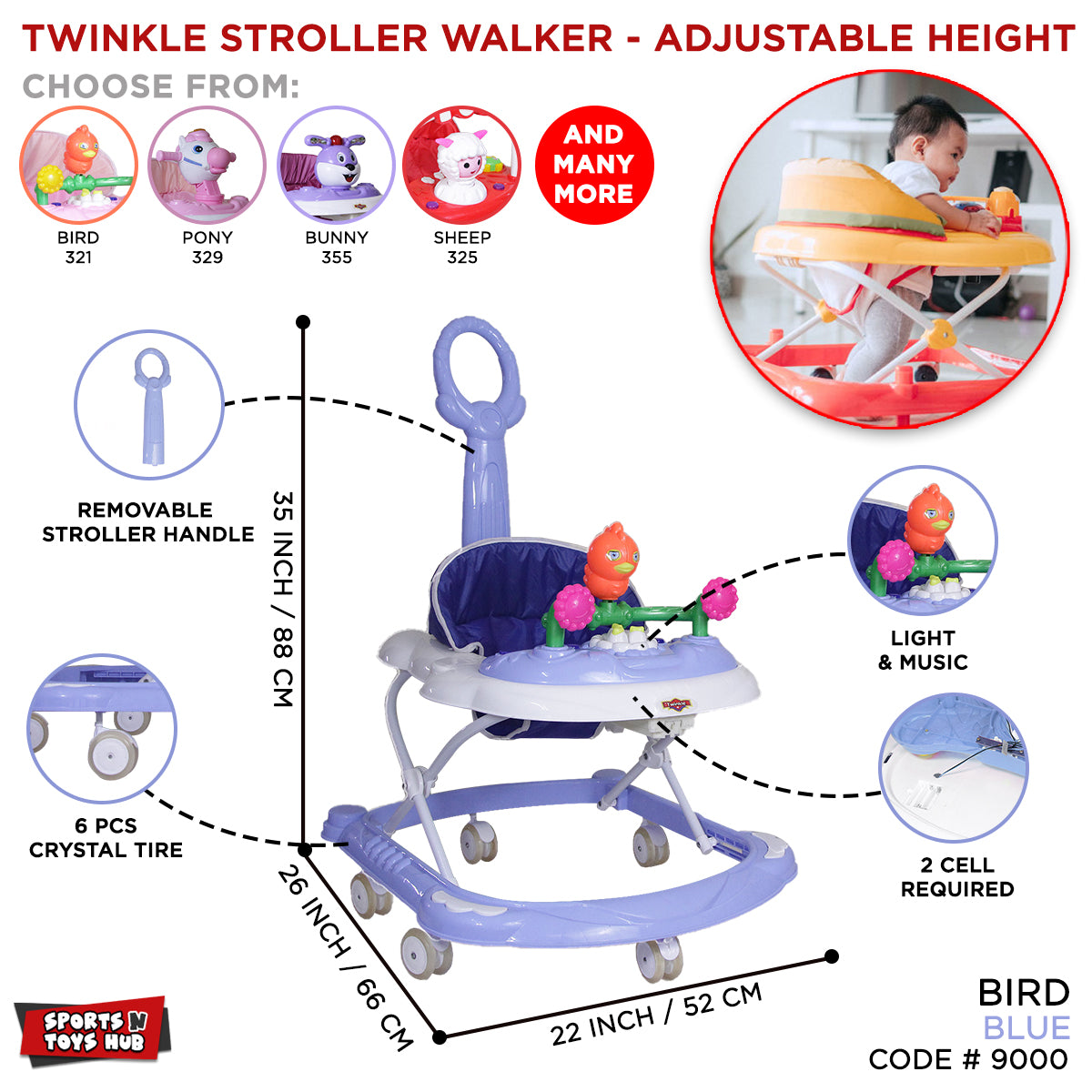Twinkle Bird Face Shape Baby Walker Collection