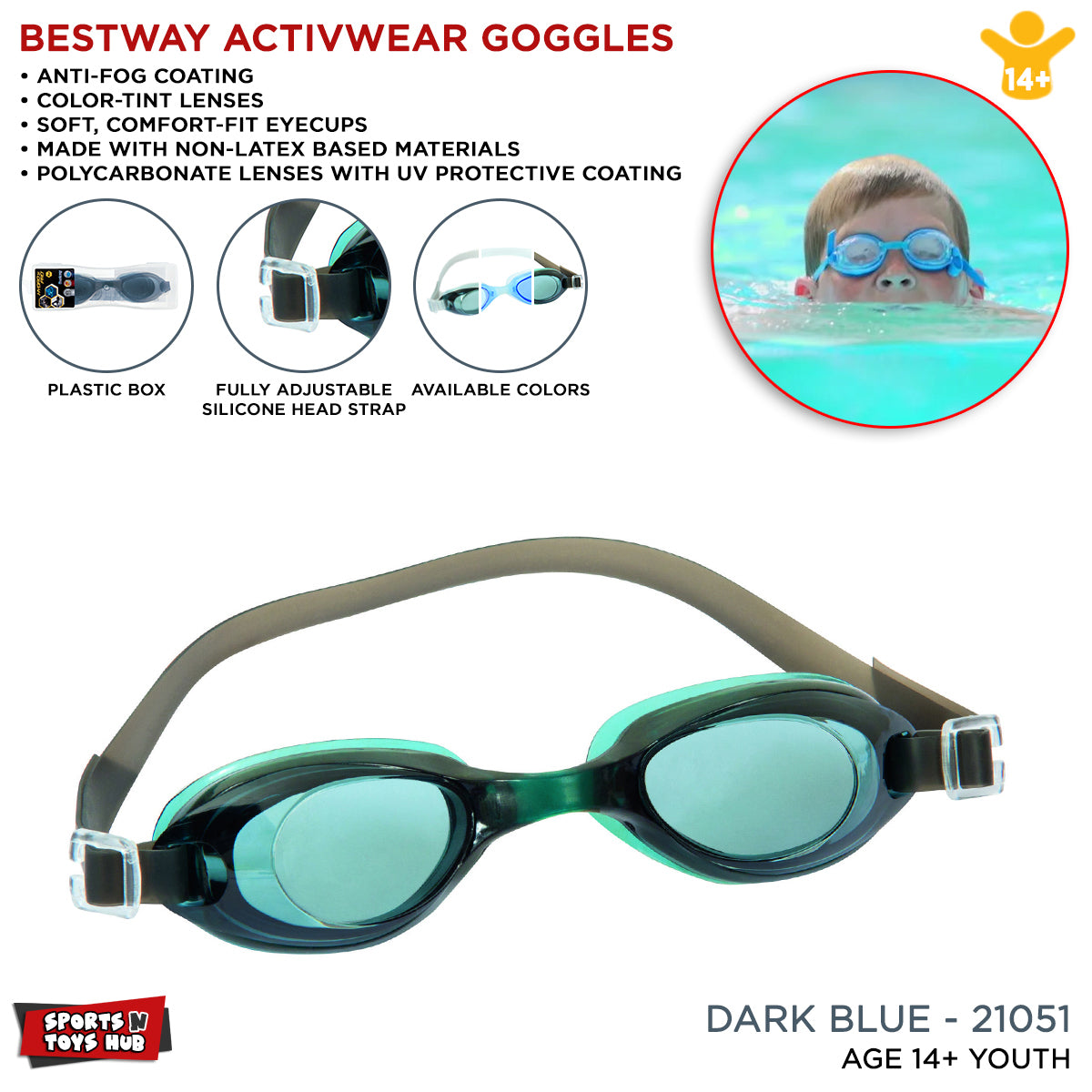 Bestway Eyewear Anti Fog Uv Protection Swimming Goggles - 21051