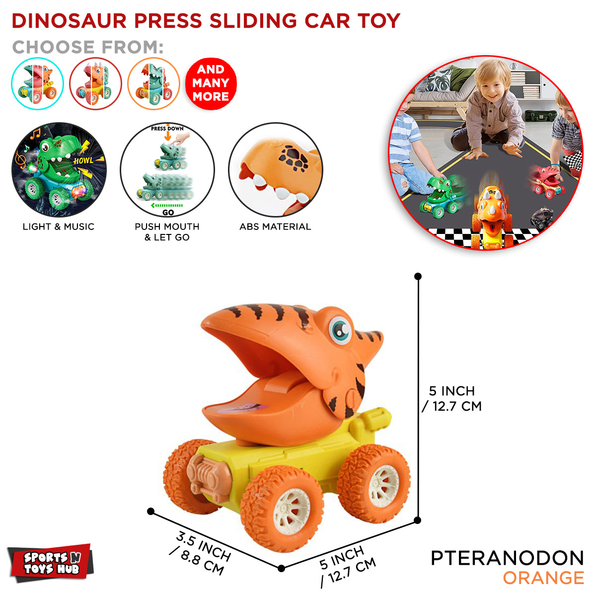 Dinosaur World Fun Press Sliding Pushed Cartoon Car Toys