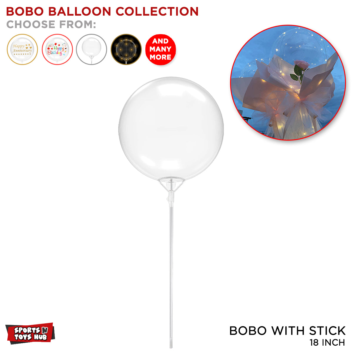 18 Inch Bobo Balloon With Sticker Collection