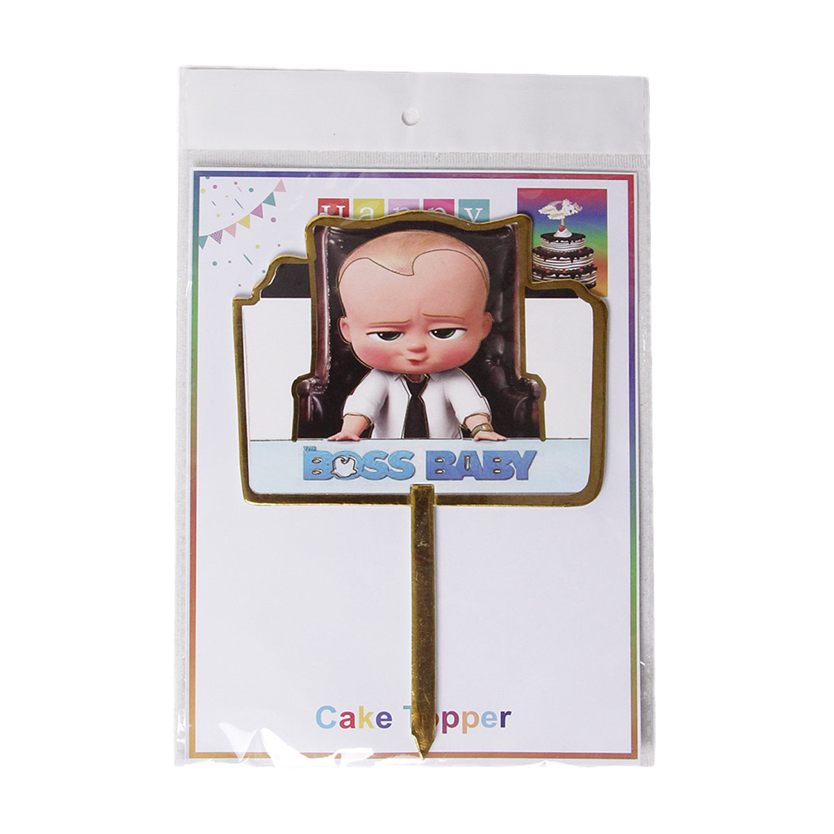 Cartoon Character HBD Boss B@by Painted Card Board Cake Topper