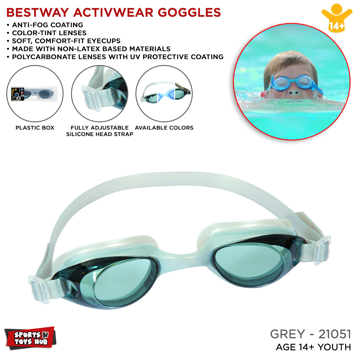 Bestway Eyewear Anti Fog Uv Protection Swimming Goggles - 21051