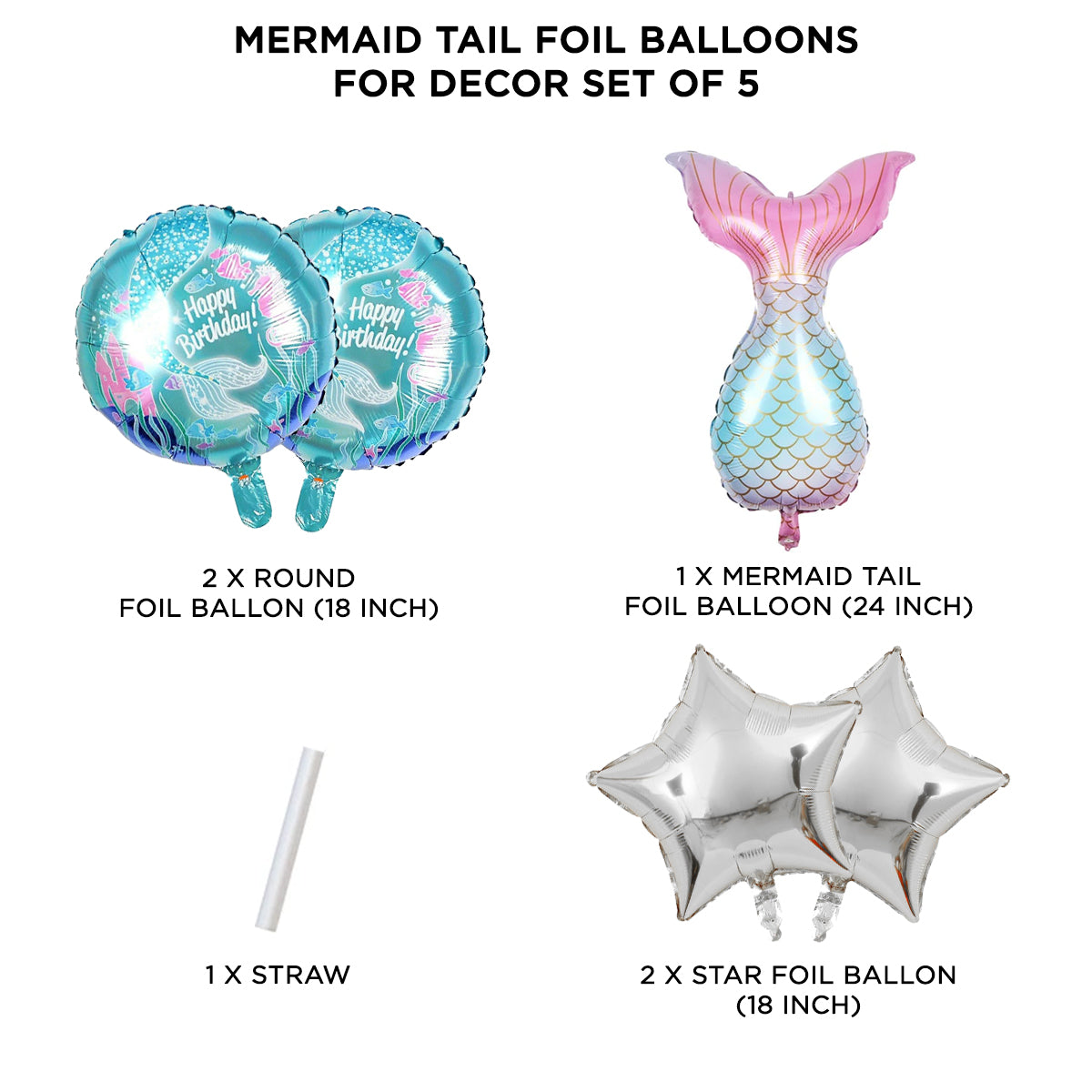 Mer-maid Tail Foil Balloon Set