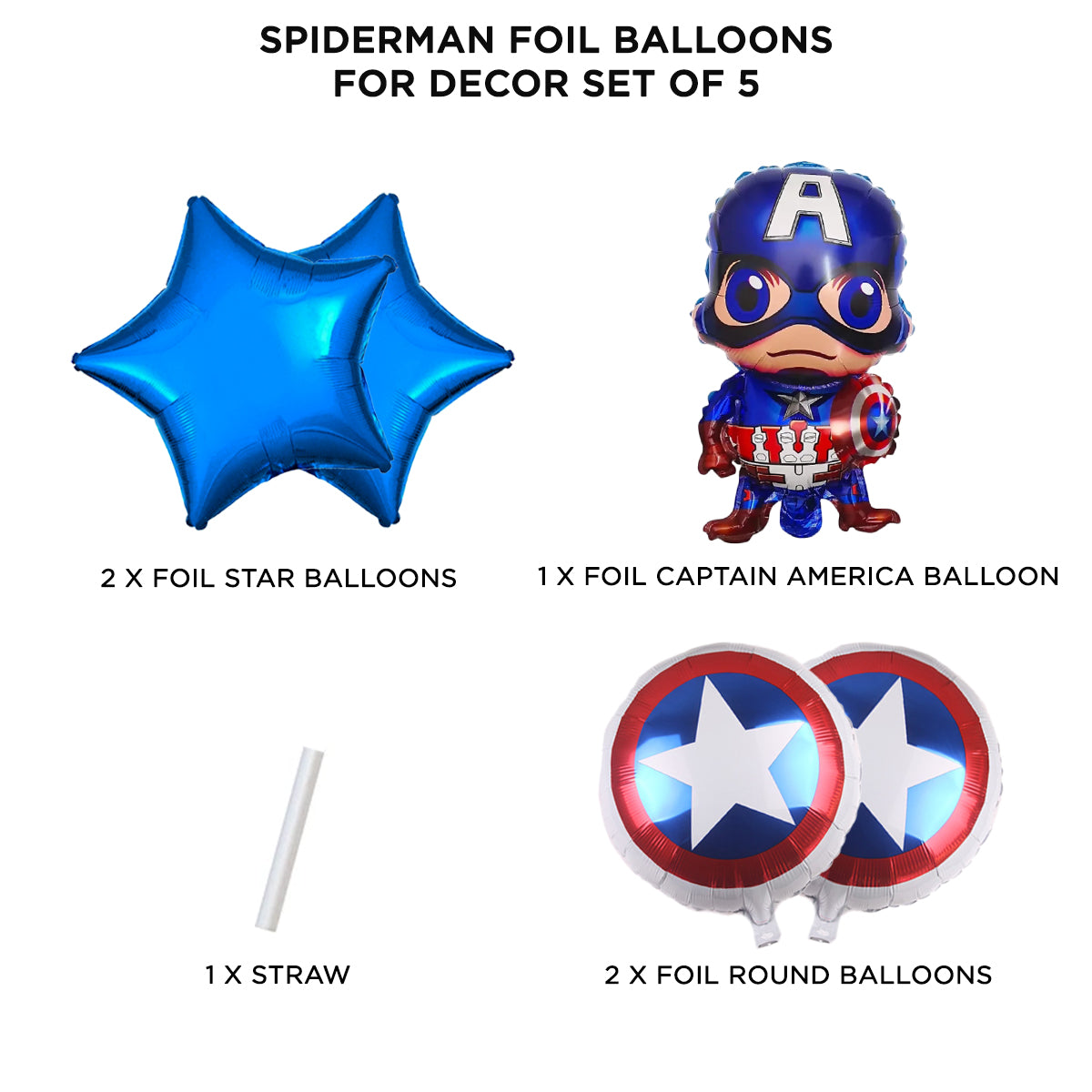 C@pt@in A-m-e-r-i-c-a Foil Balloon Set